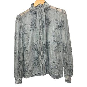 ADRIANNA PAPELL 100% Silk Vintage Snake Print Georgette Blouse Size 10